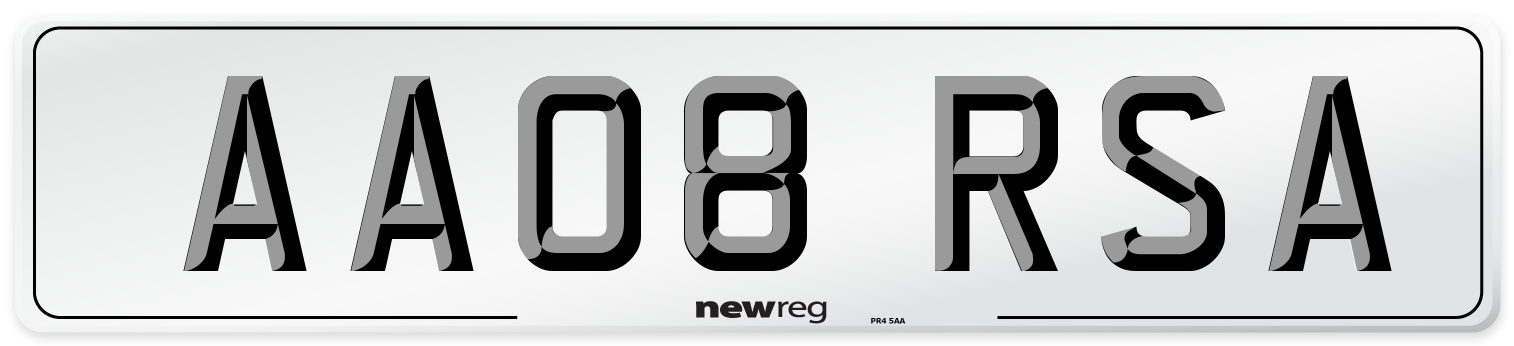 AA08 RSA Number Plate from New Reg
